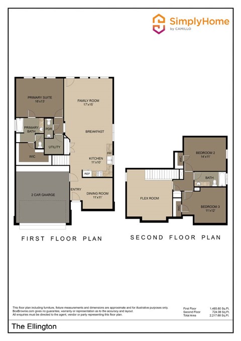 Floor plan for 3 beds, 2.5 baths, 2085 sqft