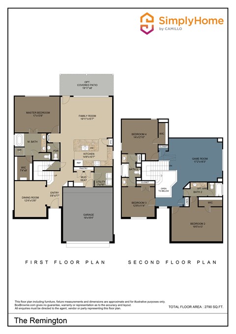 Floor plan for 4 beds, 3.5 baths, 2790 sqft