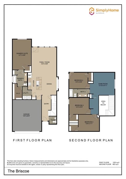 Floor plan for 4 beds, 2.5 baths, 2125 sqft