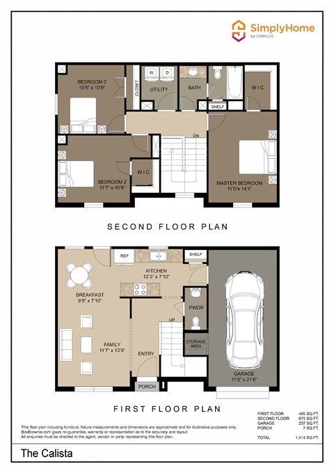Floor plan for 3 beds, 1.5 baths, 1170 sqft