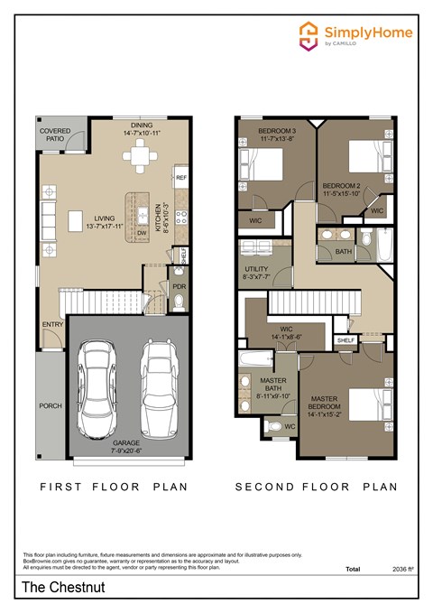 Floor plan for 3 beds, 2.5 baths, 1616 sqft