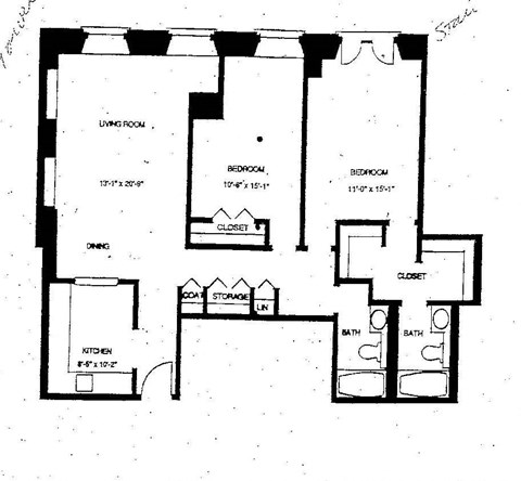 Floor plan for 2 beds, 2 baths, 1477 sqft
