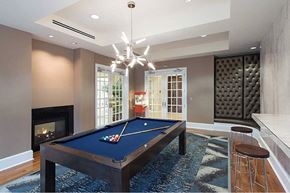 Dulles apartment for rent - a game room with a pool table and a fireplace