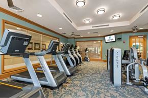 Dulles apartment for rent - a gym with a row of treadmills and other exercise equipment