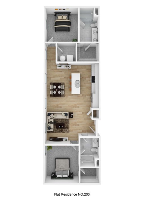 Floor plan for 2 beds, 2 baths, 1180 sqft