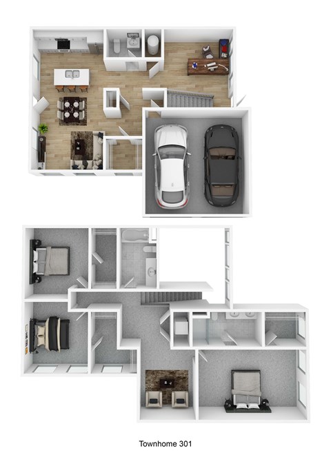 Floor plan for 3 beds, 2.5 baths, 1640 sqft