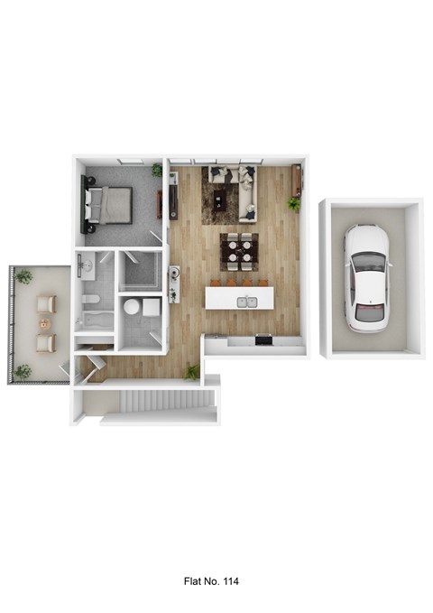 Floor plan for 1 bed, 1 bath, 894 sqft