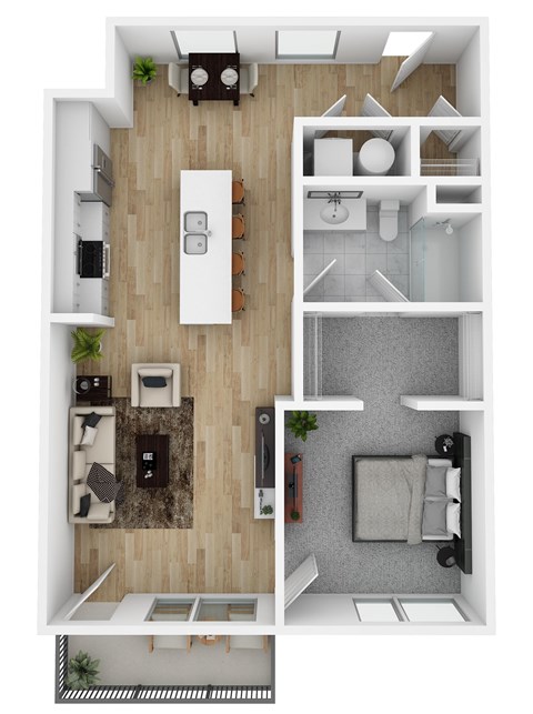 Floor plan for 1 bed, 1 bath, 809 sqft