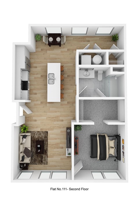 Floor plan for 1 bed, 1 bath, 827 sqft