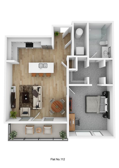 Floor plan for 1 bed, 1 bath, 847 sqft