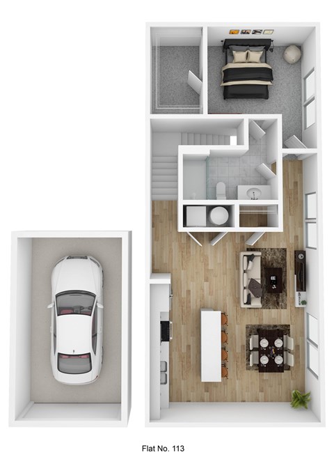 Floor plan for 1 bed, 1 bath, 854 sqft