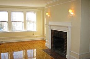 Worcester apartment for rent - a living room with a fireplace and a wooden floor