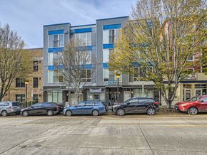 Seattle apartment for rent - Exterior street view of the modern 509 1st apartment building in Seattle.
