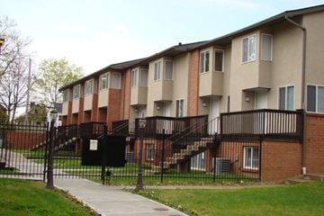 Columbus apartment for rent - an apartment building with stairs and a sidewalk
