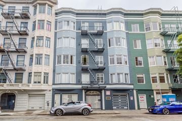 San Francisco apartment for rent - A row of multi-story buildings with balconies and fire escapes.