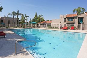 Chandler apartment for rent - A swimming pool with a metal ladder in the middle of it.
