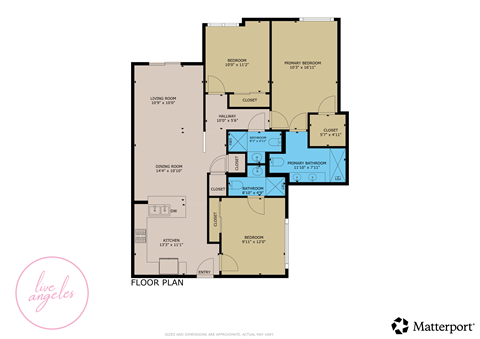 Floor plan for 3 beds, 3 baths, 1163 sqft