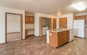 Dickinson apartment for rent - an empty kitchen with a sink and a refrigerator