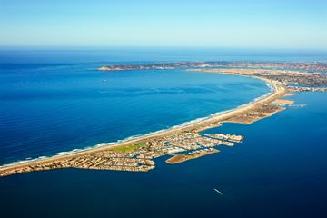 Coronado apartment for rent - an aerial view of the beach and the ocean