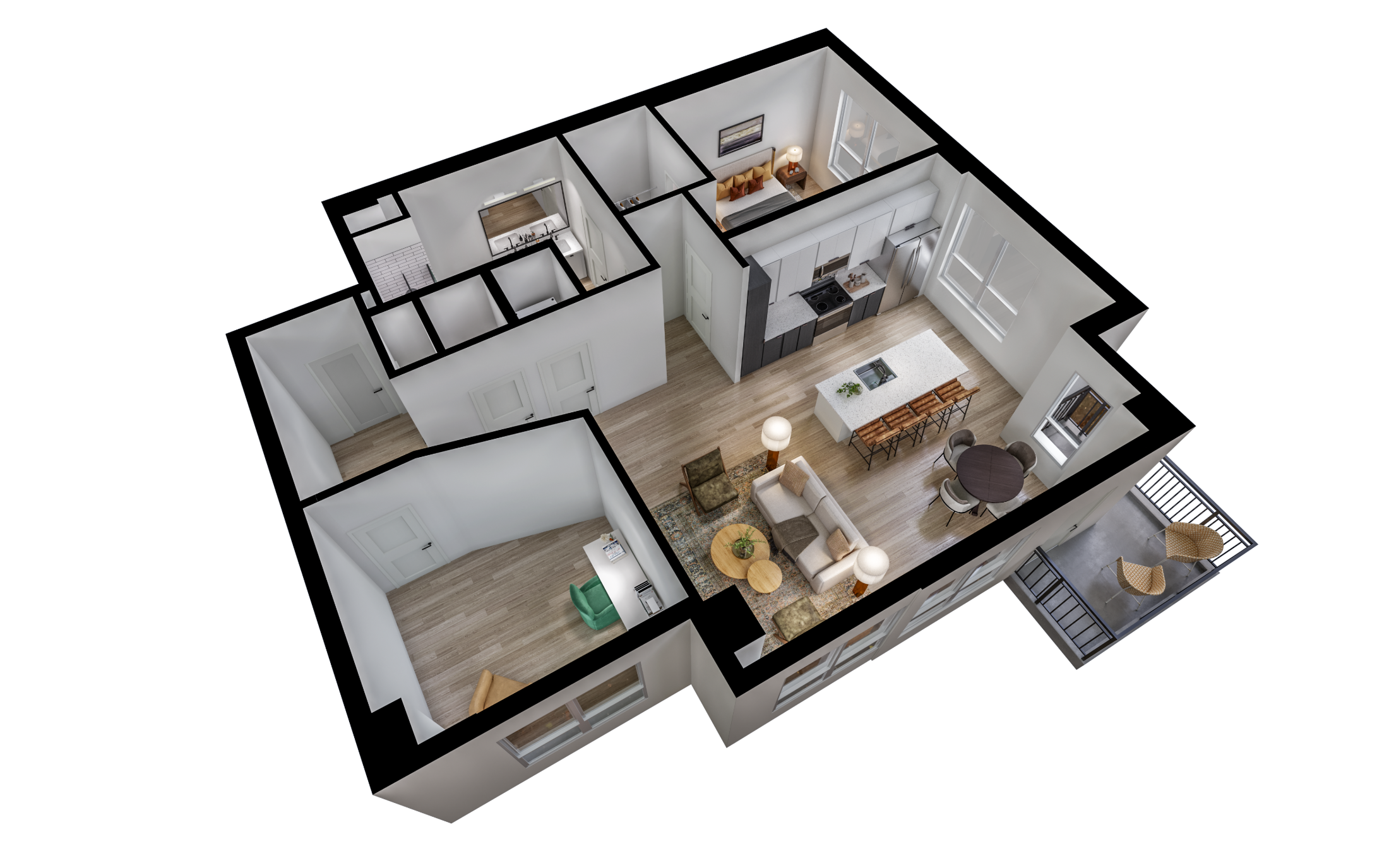 Floor plan for 1 bed, 1 bath, 1120 sqft