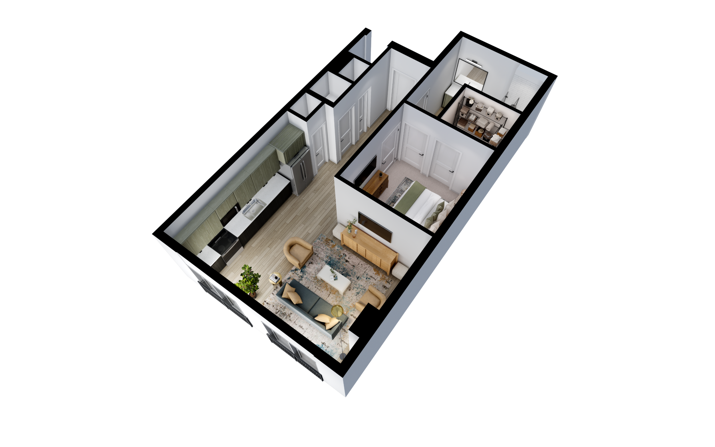 Floor plan for studio, 1 bath, 745 sqft
