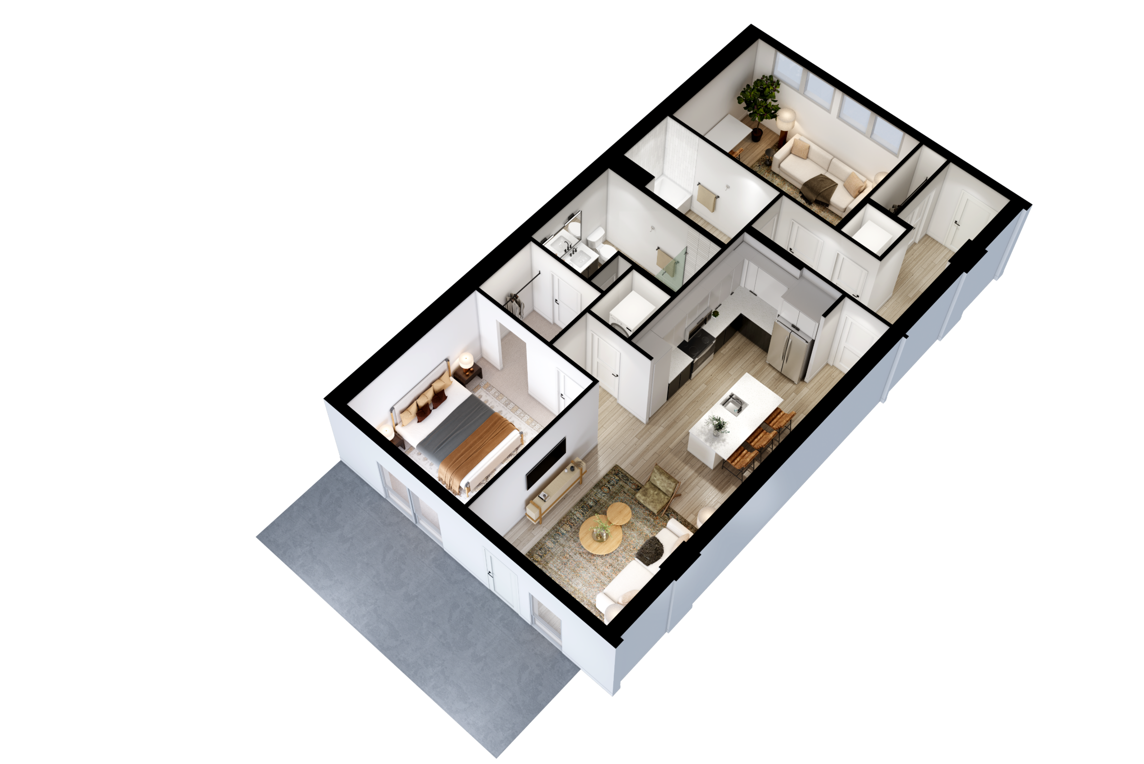 Floor plan for 1 bed, 1 bath, 1150 sqft