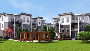 Calgary house for rent - an image of an outdoor gazebo in front of an apartment building