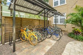 Tampa apartment for rent - a group of bikes parked in front of a building