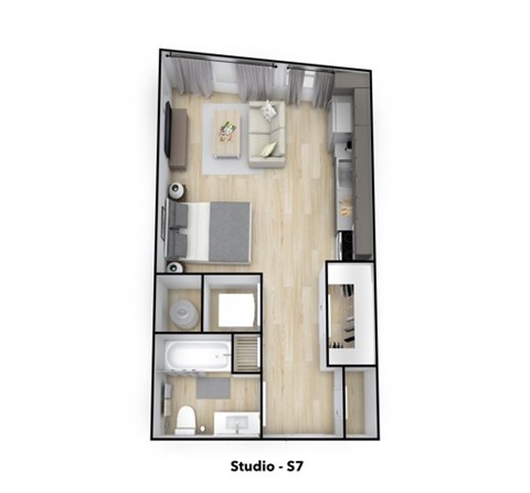 Floor plan for studio, 1 bath, 460 sqft