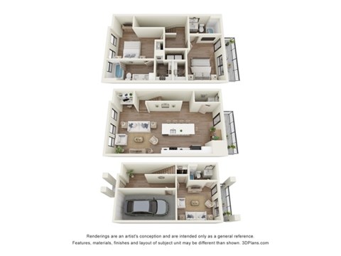 Floor plan for 3 beds, 3.5 baths, 1821 sqft