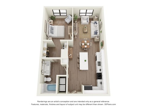 Floor plan for 1 bed, 1 bath, 816 sqft