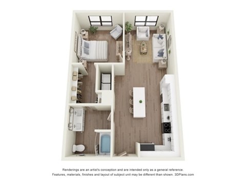 Floor plan for 1 bed, 1 bath, 816 sqft