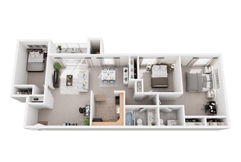 Floor plan for 3 beds, 1.5 baths, 959 sqft