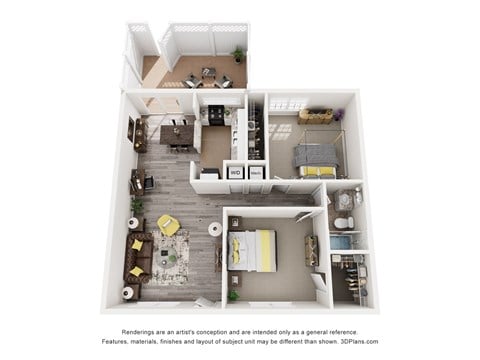 Floor plan for 2 beds, 1 bath, 1000 sqft