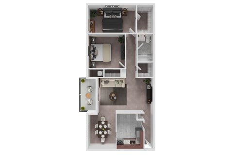 Floor plan for 2 beds, 1 bath, 1200 sqft