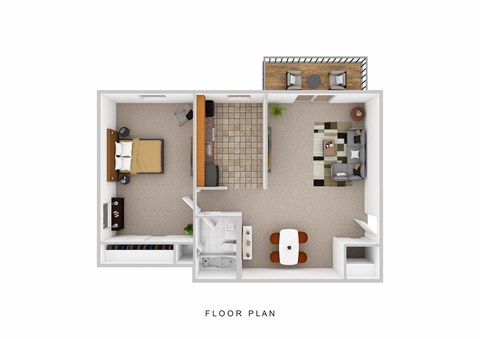 Floor plan for 1 bed, 1 bath, 720 sqft