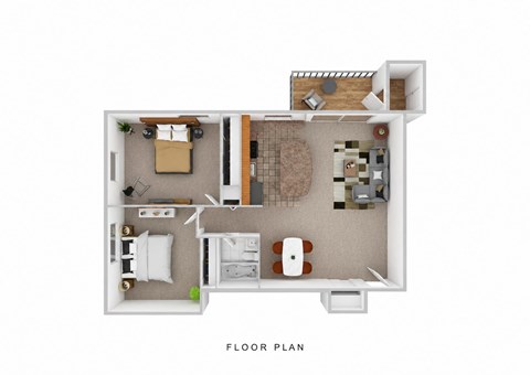 Floor plan for 2 beds, 1 bath, 880 sqft