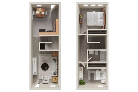 Floor plan for 2 beds, 1 bath, 950 sqft
