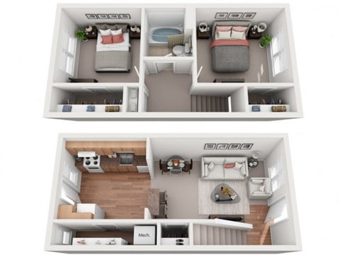 Floor plan for 2 beds, 1 bath, 850 sqft
