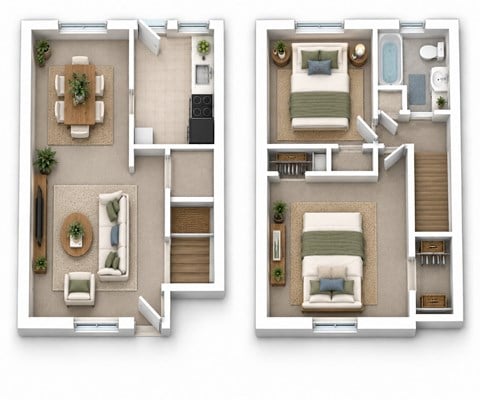 Floor plan for 2 beds, 1 bath, 1100 sqft