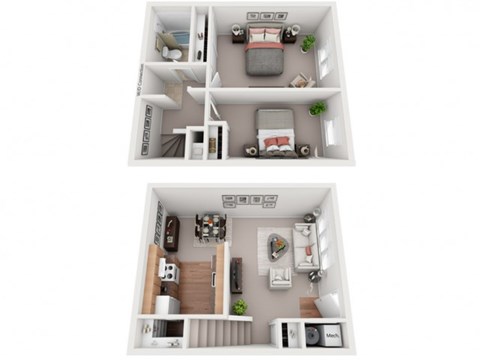 Floor plan for 2 beds, 1 bath