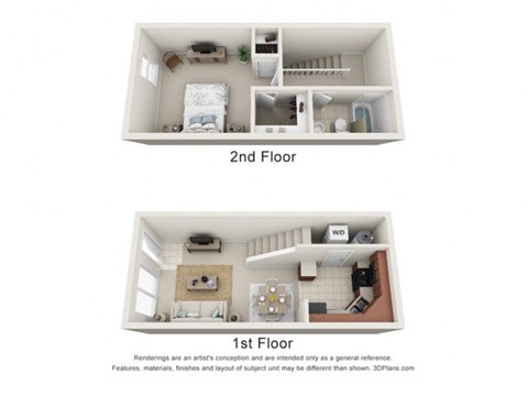 Floor plan for 1 bed, 1 bath, 700 sqft