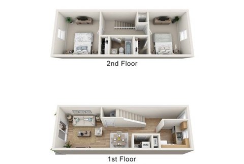 Floor plan for 2 beds, 1 bath, 900 sqft