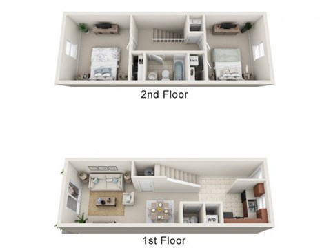 Floor plan for 2 beds, 1.5 baths, 900 sqft