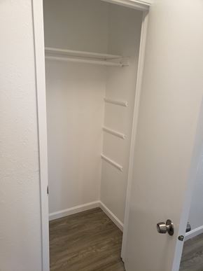 Anchorage apartment for rent - A white door with a silver handle is open.