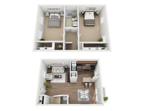 Floor plan for 2 beds, 1.5 baths, 1013 sqft