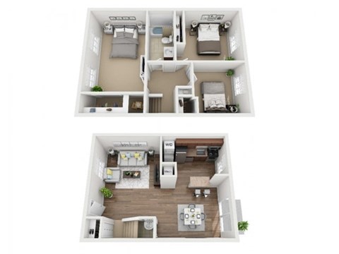 Floor plan for 3 beds, 1.5 baths, 1058 sqft