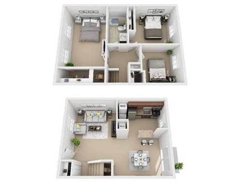 Floor plan for 3 beds, 1 bath, 998 sqft