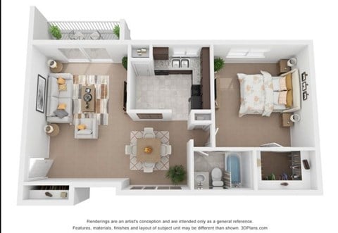 Floor plan for 1 bed, 1 bath, 800 sqft