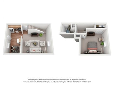 Floor plan for 1 bed, 1 bath, 695 sqft